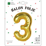 Balon din Folie Metalizata Flippy, Figurina Cifra, Tema Aniversare 80 cm, Ambalaj Individual, Pai inclus, Umflare cu