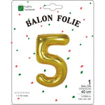 Balon din Folie Metalizata Flippy, Figurina Cifra, Tema Aniversare 40 cm, Ambalaj Individual, Pai inclus, Umflare cu