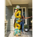 Balon din Folie Metalizata Flippy, Figurina Cifra, Tema Aniversare 80 cm, Ambalaj Individual, Pai inclus, Umflare cu