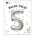 Balon din Folie Metalizata, Flippy, Figurina Cifra, Tema Aniversare 80 cm, Ambalaj Individual, Pai inclus, Umflare cu