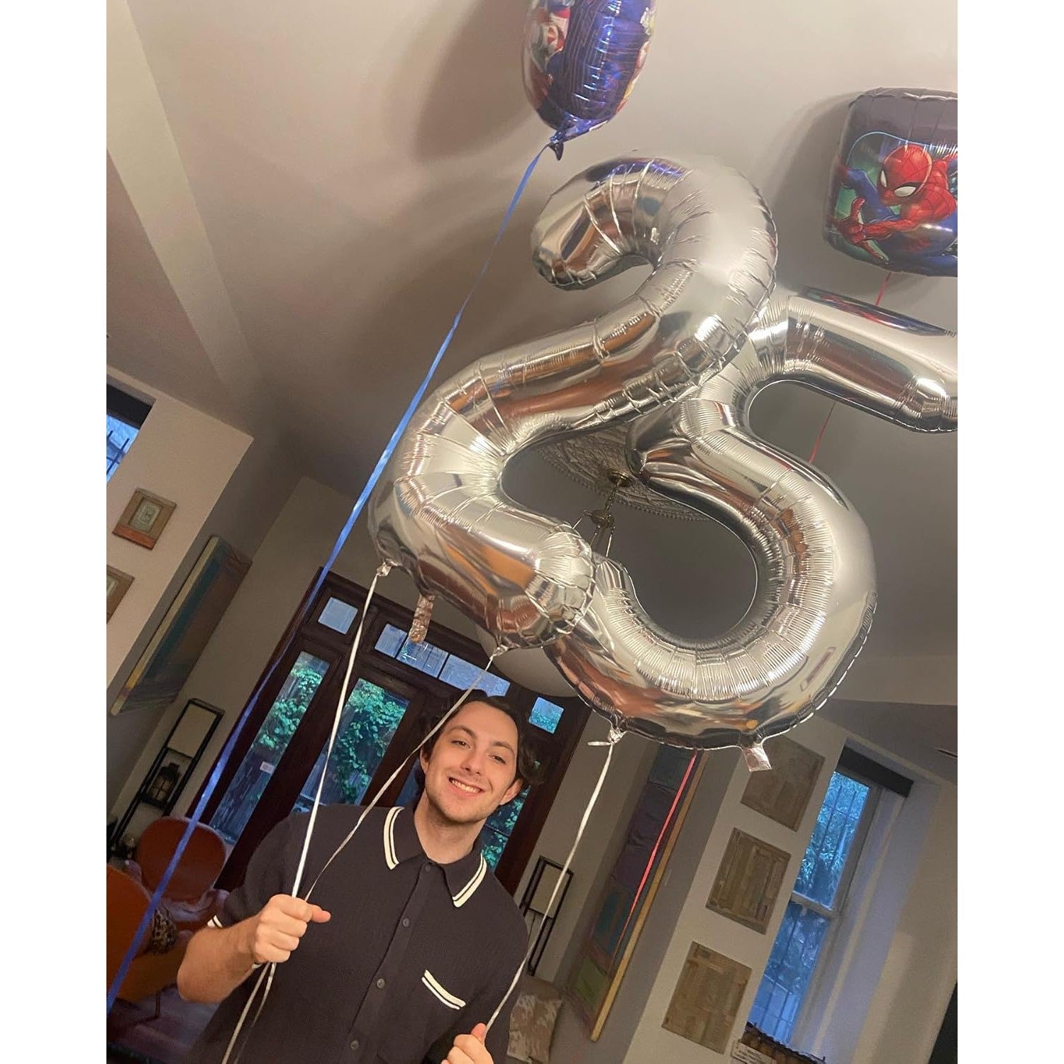 Balon din Folie Metalizata, Flippy, Figurina Cifra, Tema Aniversare 80 cm, Ambalaj Individual, Pai inclus, Umflare cu