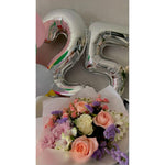 Balon din Folie Metalizata, Flippy, Figurina Cifra, Tema Aniversare 80 cm, Ambalaj Individual, Pai inclus, Umflare cu