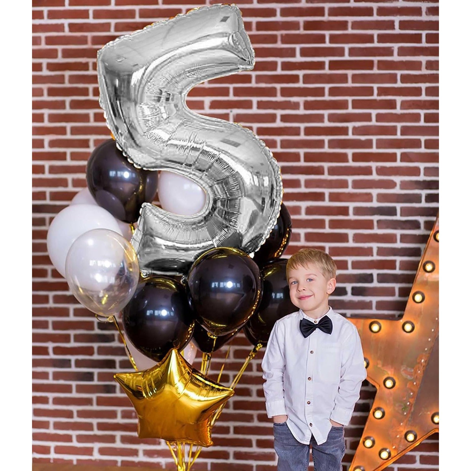Balon din Folie Metalizata, Flippy, Figurina Cifra, Tema Aniversare 80 cm, Ambalaj Individual, Pai inclus, Umflare cu