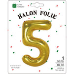 Balon din Folie Metalizata Flippy, Figurina Cifra, Tema Aniversare 80 cm, Ambalaj Individual, Pai inclus, Umflare cu