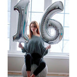Balon din Folie Metalizata, Flippy, Figurina Cifra, Tema Aniversare 80 cm, Ambalaj Individual, Pai inclus, Umflare cu
