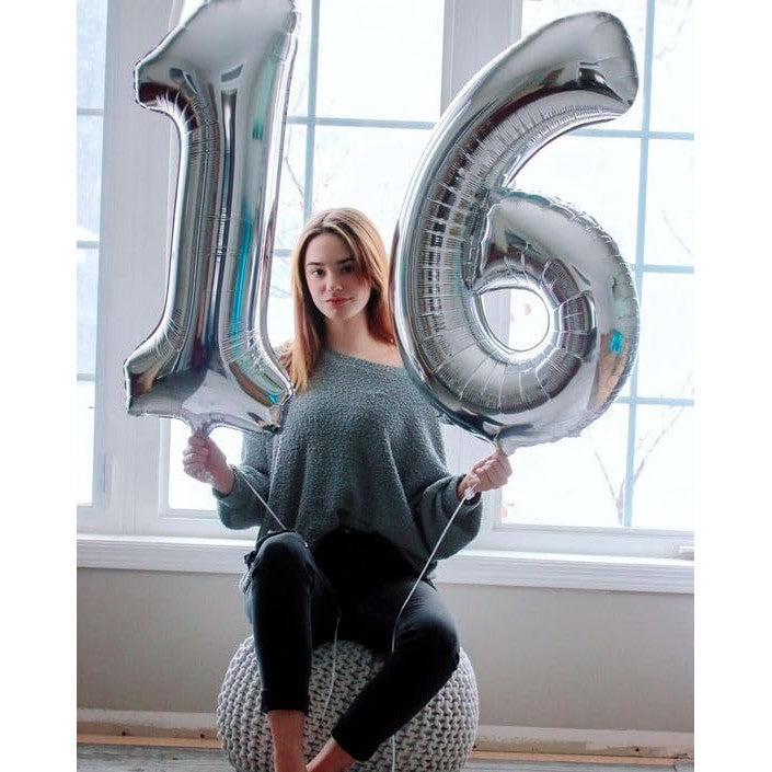 Balon din Folie Metalizata, Flippy, Figurina Cifra, Tema Aniversare 80 cm, Ambalaj Individual, Pai inclus, Umflare cu