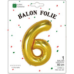 Balon din Folie Metalizata Flippy, Figurina Cifra, Tema Aniversare 80 cm, Ambalaj Individual, Pai inclus, Umflare cu