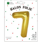 Balon din Folie Metalizata Flippy, Figurina Cifra, Tema Aniversare 80 cm, Ambalaj Individual, Pai inclus, Umflare cu