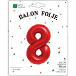 Balon din Folie Metalizata Flippy, Figurina Cifra, Tema Aniversare 40 cm, Ambalaj Individual, Pai inclus, Umflare cu
