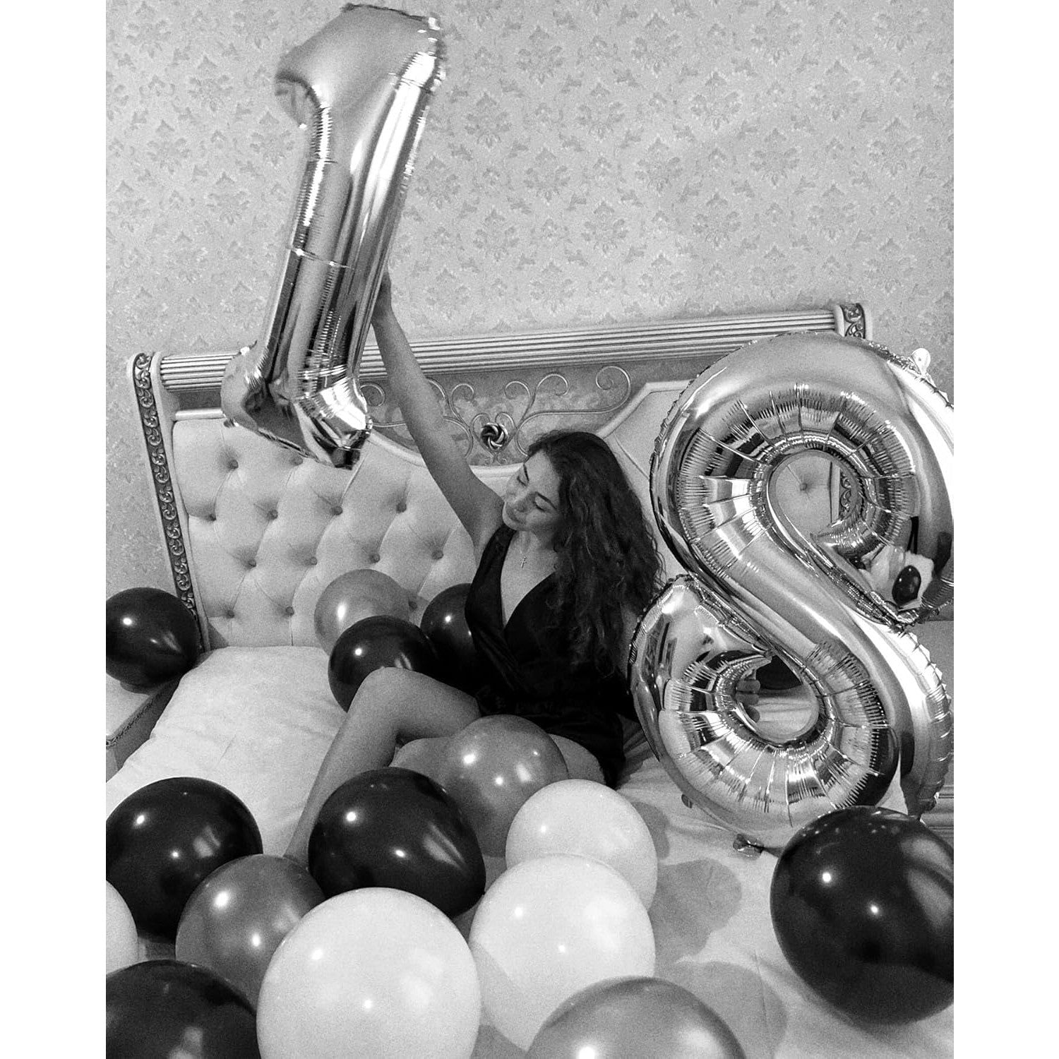 Balon din Folie Metalizata, Flippy, Figurina Cifra, Tema Aniversare 80 cm, Ambalaj Individual, Pai inclus, Umflare cu