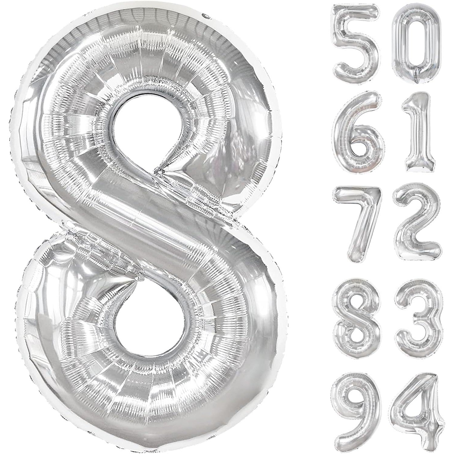 Balon din Folie Metalizata, Flippy, Figurina Cifra, Tema Aniversare 80 cm, Ambalaj Individual, Pai inclus, Umflare cu