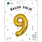 Balon din Folie Metalizata Flippy, Figurina Cifra, Tema Aniversare 40 cm, Ambalaj Individual, Pai inclus, Umflare cu