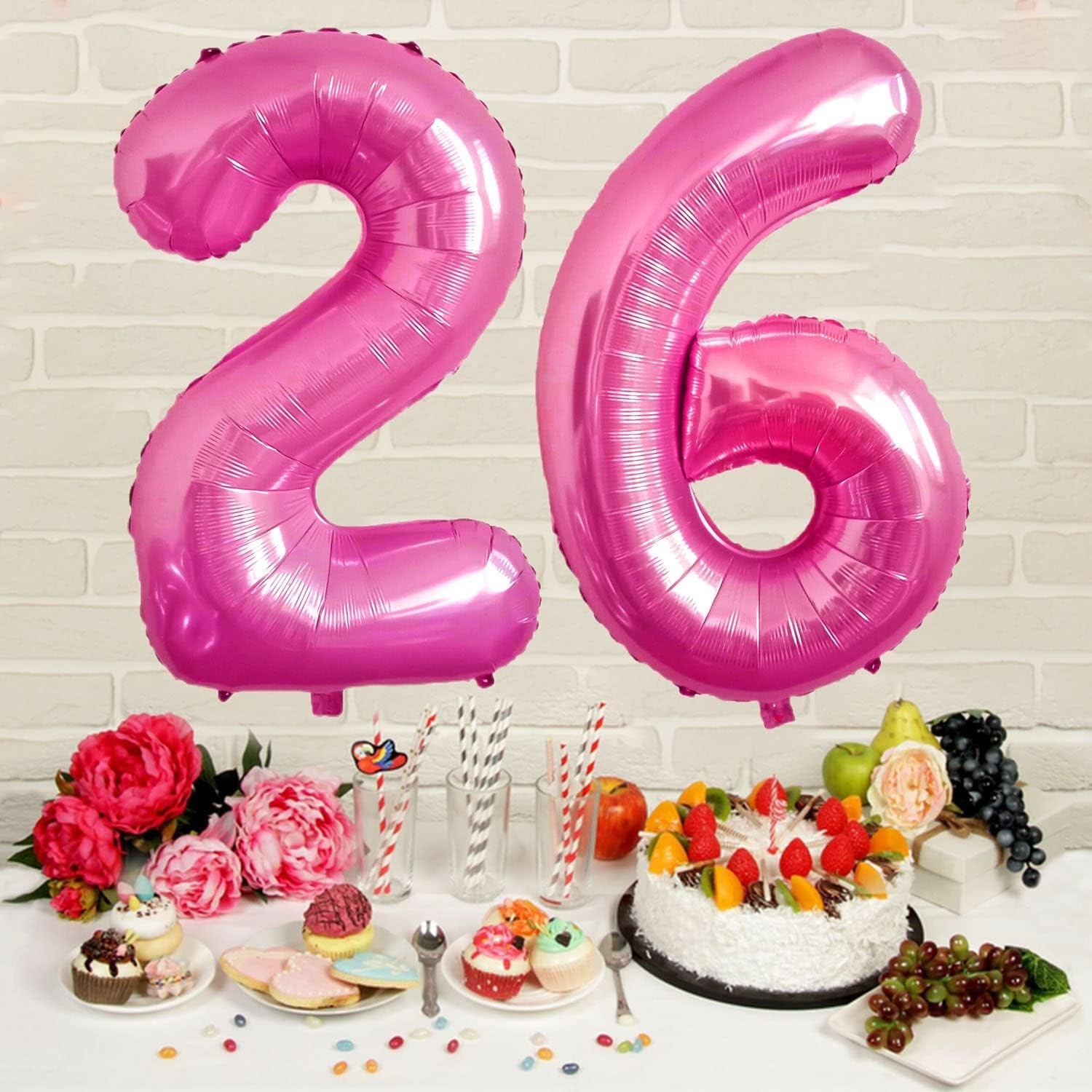Balon din Folie Metalizata Flippy, Figurina Cifra, Tema Aniversare 40 cm, Ambalaj Individual, Pai inclus, Umflare cu