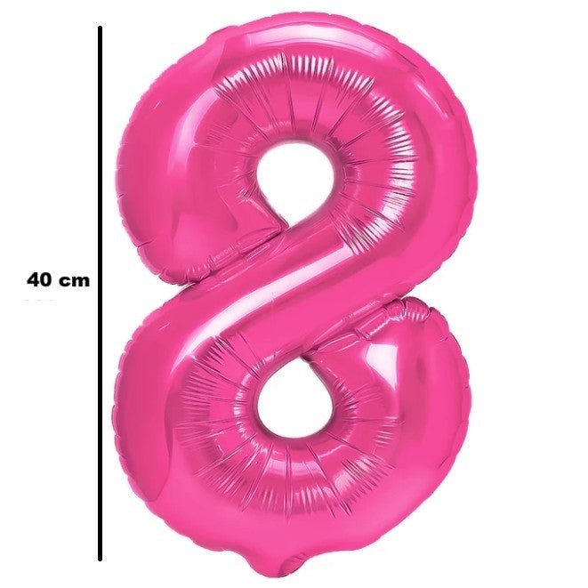 Balon din Folie Metalizata Flippy, Figurina Cifra, Tema Aniversare 40 cm, Ambalaj Individual, Pai inclus, Umflare cu