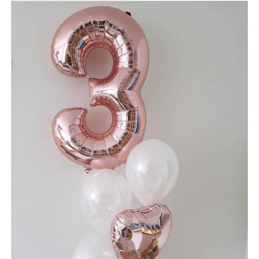 Balon din Folie Metalizata Flippy, Figurina Cifra, Tema Aniversare 40 cm, Ambalaj Individual, Pai inclus, Umflare cu