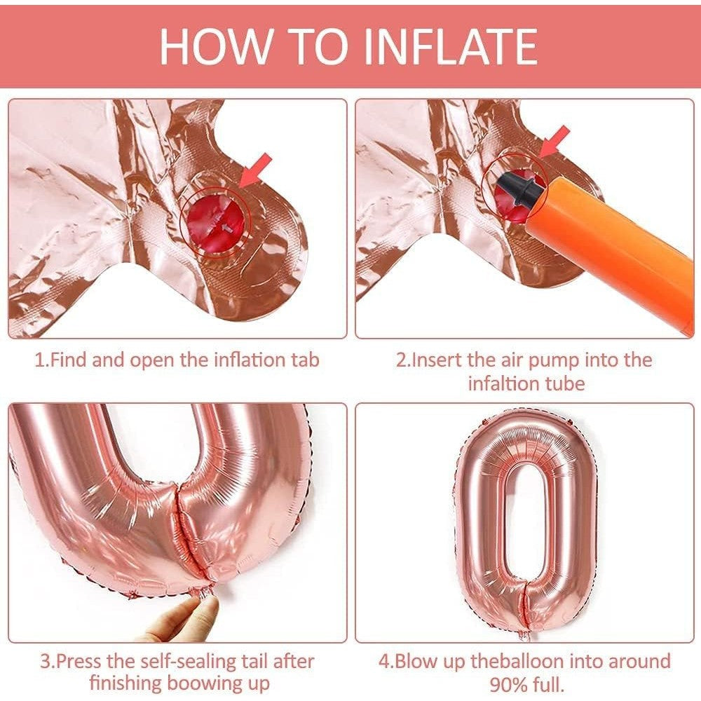 Balon din Folie Metalizata Flippy, Figurina Cifra, Tema Aniversare 40 cm, Ambalaj Individual, Pai inclus, Umflare cu