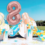 Balon din Folie Metalizata Flippy, Figurina Cifra, Tema Aniversare 40 cm, Ambalaj Individual, Pai inclus, Umflare cu