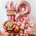Balon din Folie Metalizata Flippy, Figurina Cifra, Tema Aniversare 40 cm, Ambalaj Individual, Pai inclus, Umflare cu