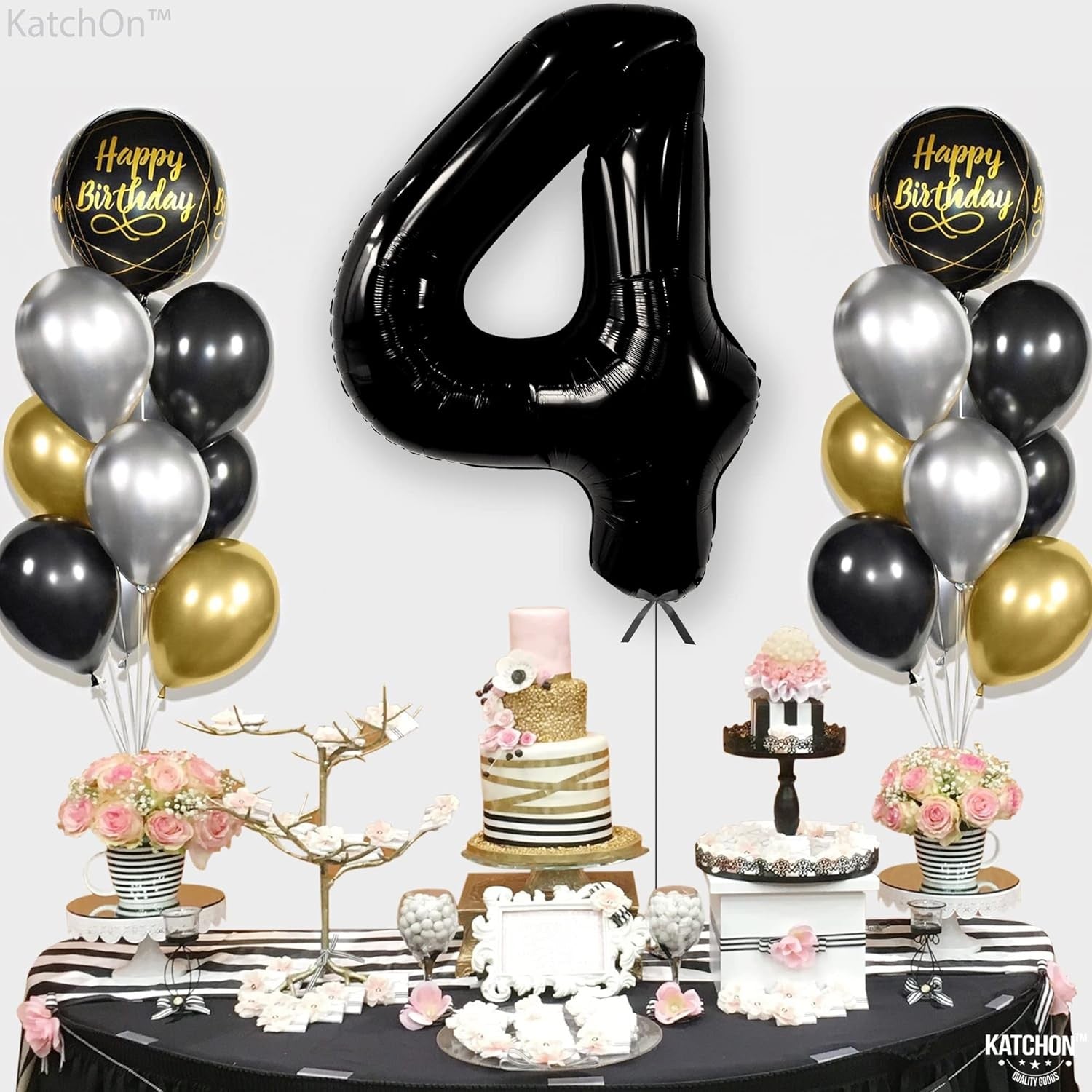 Balon din Folie Metalizata, Flippy, Figurina Cifra, Tema Aniversare 80 cm, Ambalaj Individual, Pai inclus, Umflare cu