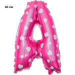 Balon Folie Metalizata Litera A, Flippy, 40 cm, Cu Imprimeu Inimioare, Umflati cu Heliu sau Aer, Ambalaj Individual,