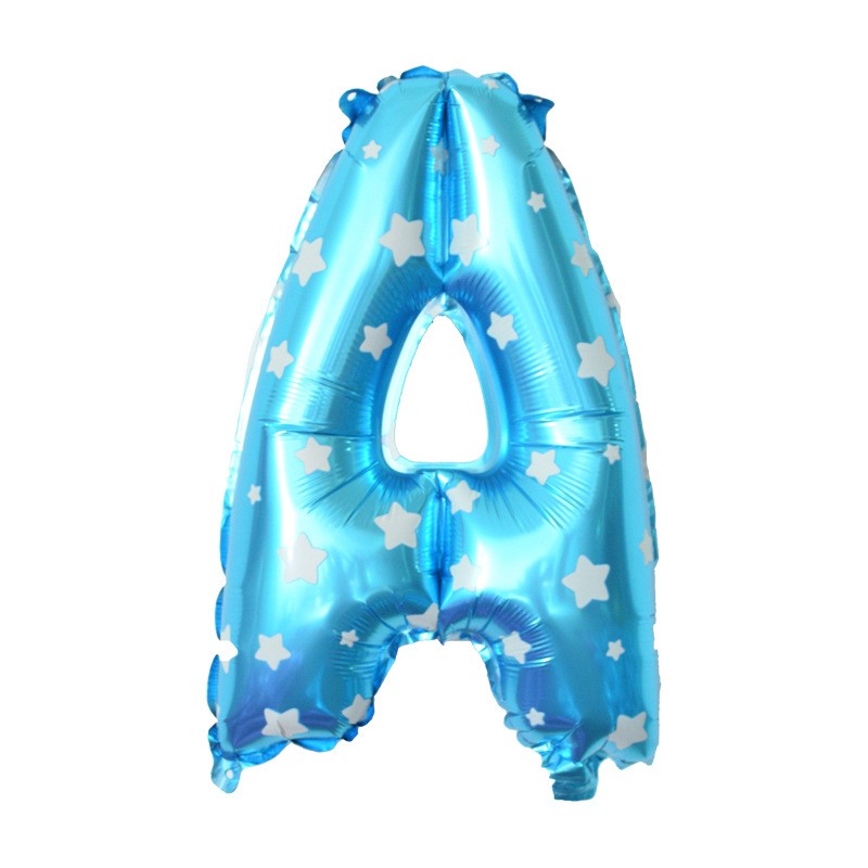 Balon Folie Metalizata Litera A, Flippy, 40 cm, Cu Imprimeu Stelute, Umflati cu Heliu sau Aer, Ambalaj Individual, Pai