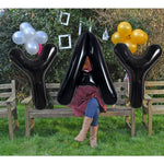 Balon Folie Metalizata Litera A, Flippy, 40 cm, Umflati cu Heliu sau Aer, Ambalaj Individual, Pai inclus, Negru