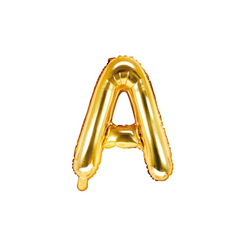 Balon Folie Metalizata Litera A, Flippy, 80 cm, Umflati cu Heliu sau Aer, Ambalaj Individual, Pai inclus, Auriu