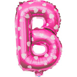 Balon Folie Metalizata Litera B, Flippy, 40 cm, Cu Imprimeu Inimioare, Umflati cu Heliu sau Aer, Ambalaj Individual,