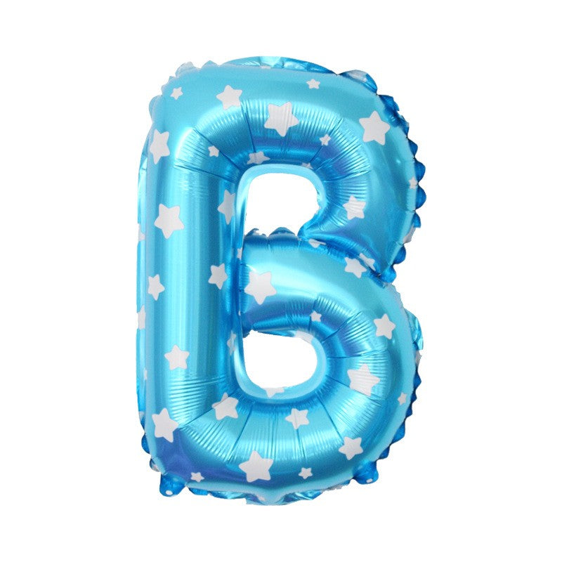 Balon Folie Metalizata Litera B, Flippy, 40 cm, Cu Imprimeu Stelute, Umflati cu Heliu sau Aer, Ambalaj Individual, Pai
