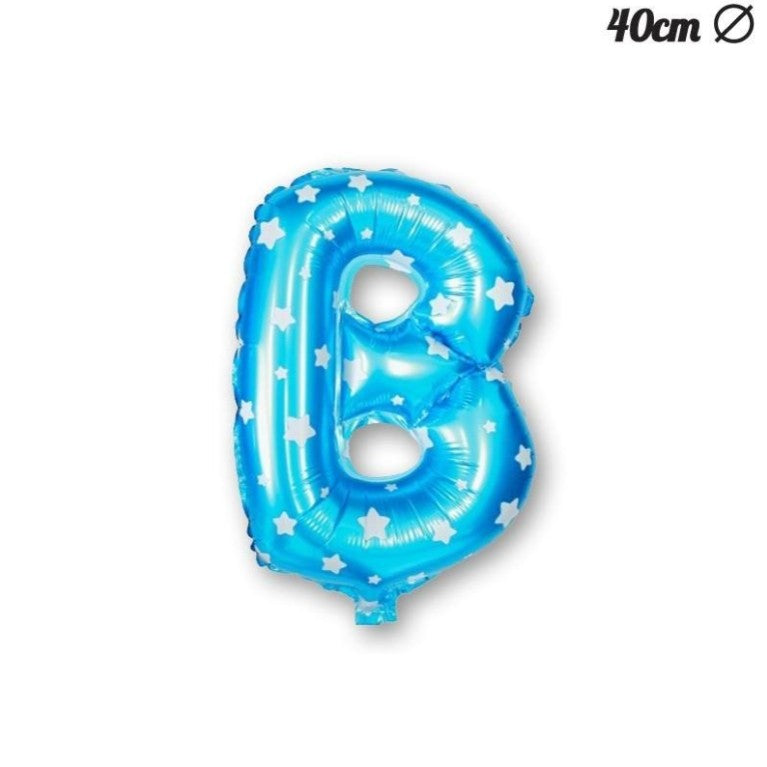 Balon Folie Metalizata Litera B, Flippy, 40 cm, Cu Imprimeu Stelute, Umflati cu Heliu sau Aer, Ambalaj Individual, Pai