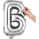Balon Folie Metalizata Litera B, Flippy, 80 cm, Umflati cu Heliu sau Aer, Ambalaj Individual, Pai inclus, Argintiu