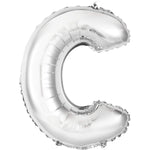 Balon Folie Metalizata Litera C, Flippy, 80 cm, Umflati cu Heliu sau Aer, Ambalaj Individual, Pai inclus, Argintiu