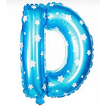 Balon Folie Metalizata Litera D, Flippy, 40 cm, Cu Imprimeu Stelute, Umflati cu Heliu sau Aer, Ambalaj Individual, Pai