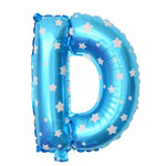 Balon Folie Metalizata Litera D, Flippy, 40 cm, Cu Imprimeu Stelute, Umflati cu Heliu sau Aer, Ambalaj Individual, Pai