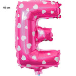 Balon Folie Metalizata Litera E, Flippy, 40 cm, Cu Imprimeu Inimioare, Umflati cu Heliu sau Aer, Ambalaj Individual,
