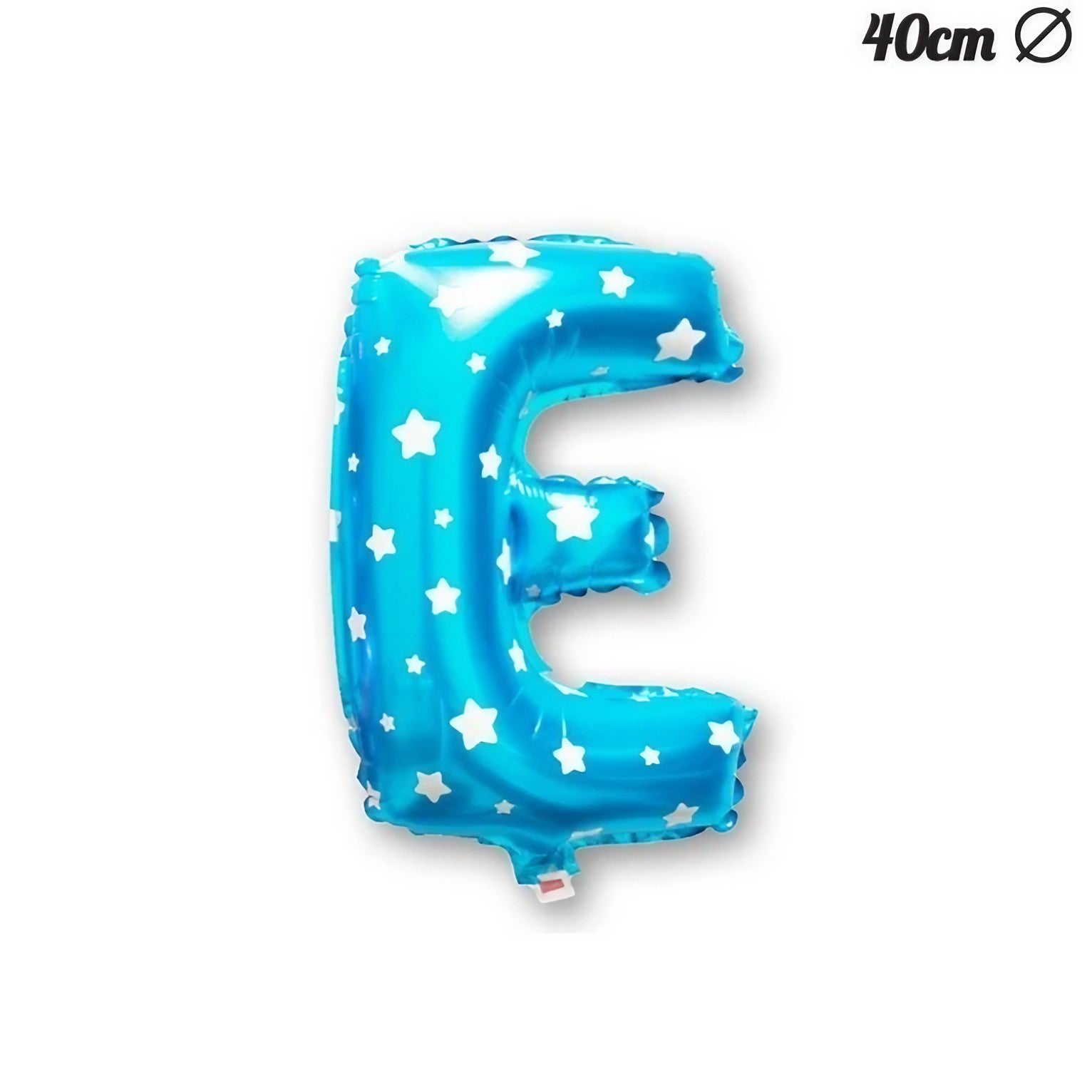 Balon Folie Metalizata Litera E, Flippy, 40 cm, Cu Imprimeu Stelute, Umflati cu Heliu sau Aer, Ambalaj Individual, Pai