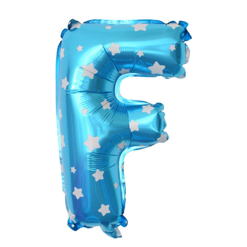 Balon Folie Metalizata Litera F, Flippy, 40 cm, Cu Imprimeu Stelute, Umflati cu Heliu sau Aer, Ambalaj Individual, Pai