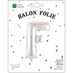 Balon Folie Metalizata Litera F, Flippy, 40 cm, Umflati cu Heliu sau Aer, Ambalaj Individual, Pai inclus, Argintiu