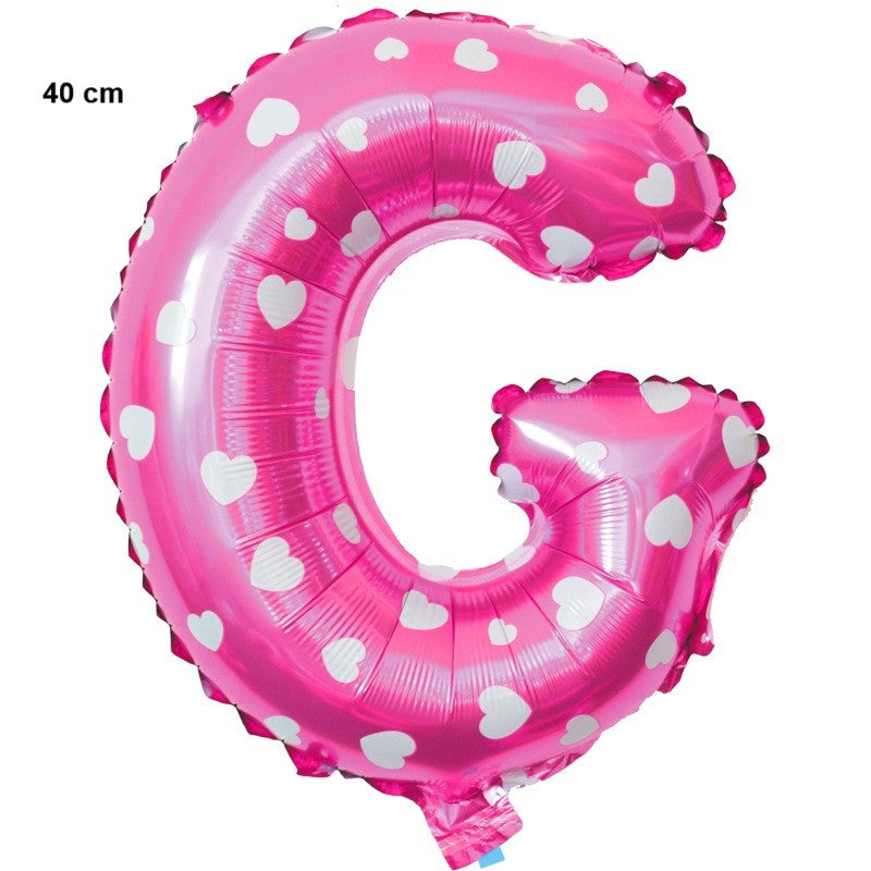 Balon Folie Metalizata Litera G, Flippy, 40 cm, Cu Imprimeu Inimioare, Umflati cu Heliu sau Aer, Ambalaj Individual,