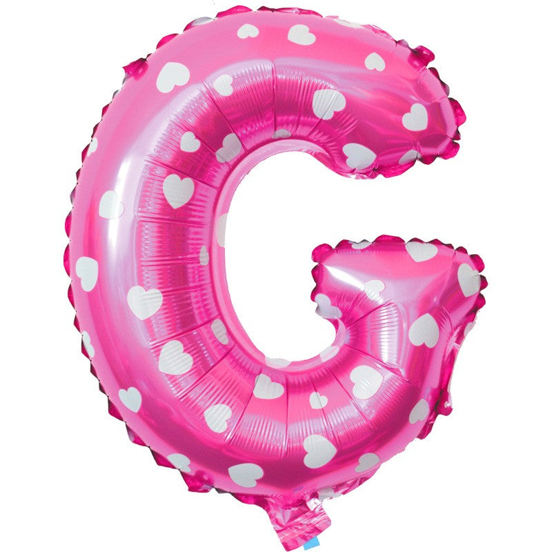 Balon Folie Metalizata Litera G, Flippy, 40 cm, Cu Imprimeu Inimioare, Umflati cu Heliu sau Aer, Ambalaj Individual,