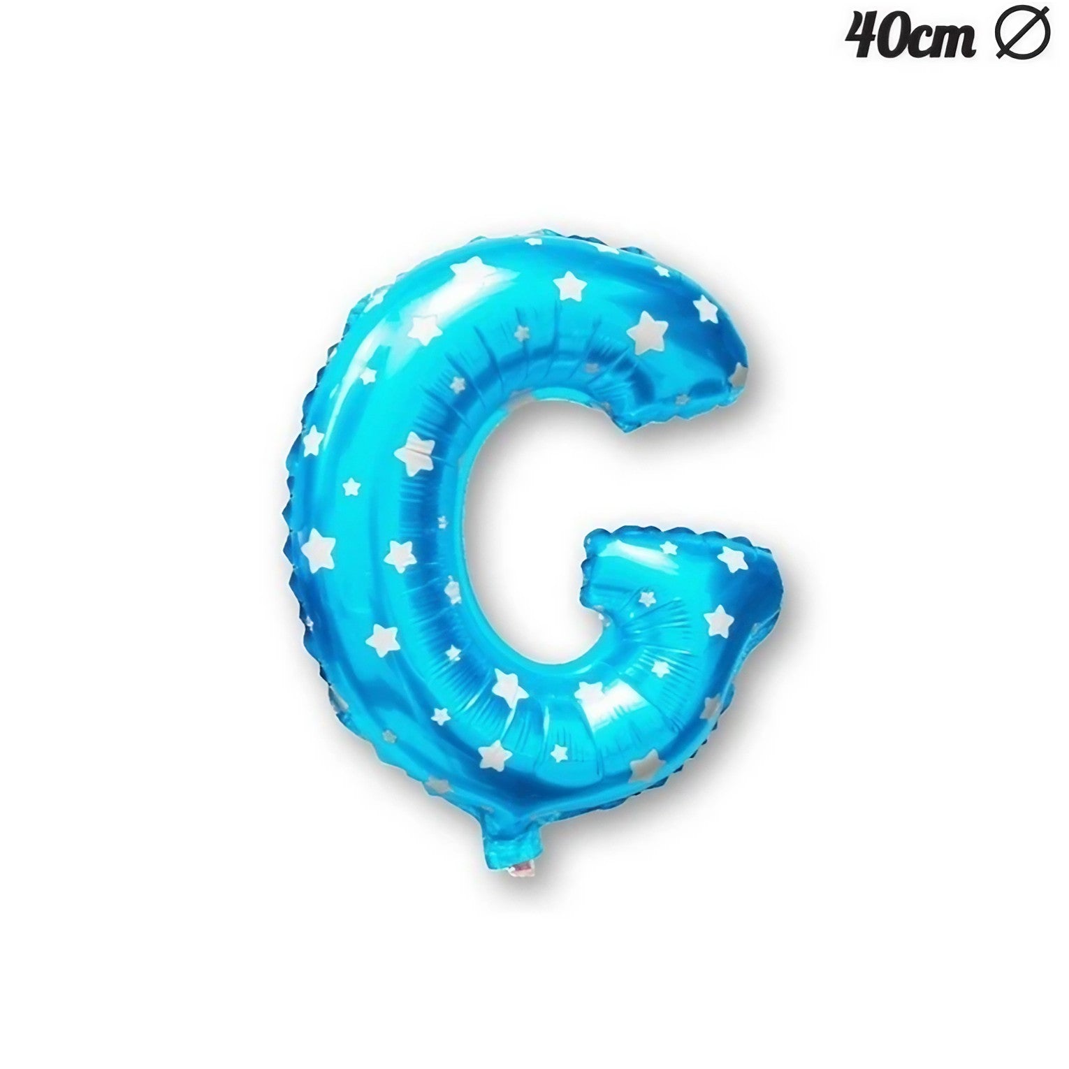 Balon Folie Metalizata Litera G, Flippy, 40 cm, Cu Imprimeu Stelute, Umflati cu Heliu sau Aer, Ambalaj Individual, Pai