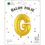 Balon Folie Metalizata Litera G, Flippy, 40 cm, Umflati cu Heliu sau Aer, Ambalaj Individual, Pai inclus, Auriu