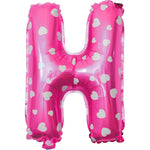 Balon Folie Metalizata Litera H, Flippy, 40 cm, Cu Imprimeu Inimioare, Umflati cu Heliu sau Aer, Ambalaj Individual,