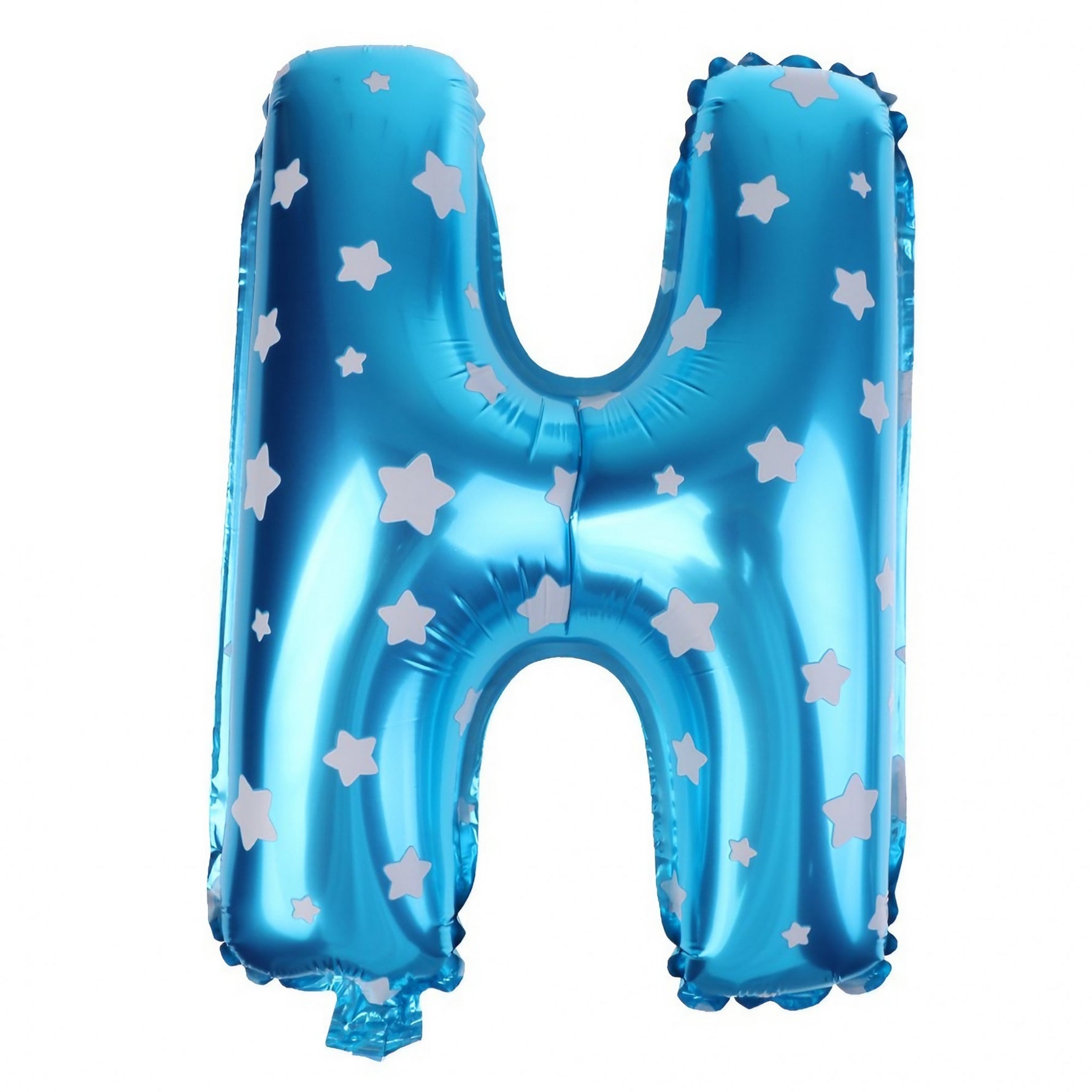 Balon Folie Metalizata Litera H, Flippy, 40 cm, Cu Imprimeu Stelute, Umflati cu Heliu sau Aer, Ambalaj Individual, Pai