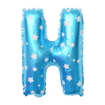 Balon Folie Metalizata Litera H, Flippy, 40 cm, Cu Imprimeu Stelute, Umflati cu Heliu sau Aer, Ambalaj Individual, Pai