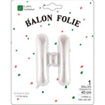 Balon Folie Metalizata Litera H, Flippy, 40 cm, Umflati cu Heliu sau Aer, Ambalaj Individual, Pai inclus, Argintiu
