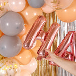 Balon Folie Metalizata Litera H, Flippy, 40 cm, Umflati cu Heliu sau Aer, Ambalaj Individual, Pai inclus, Rose Gold