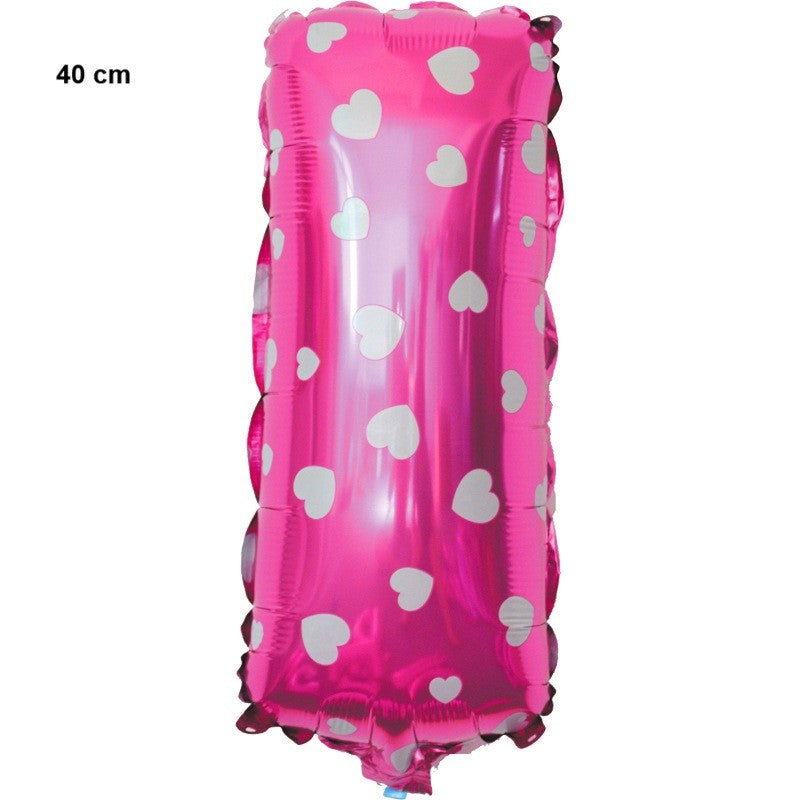 Balon Folie Metalizata Litera I, Flippy, 40 cm, Cu Imprimeu Inimioare, Umflati cu Heliu sau Aer, Ambalaj Individual,