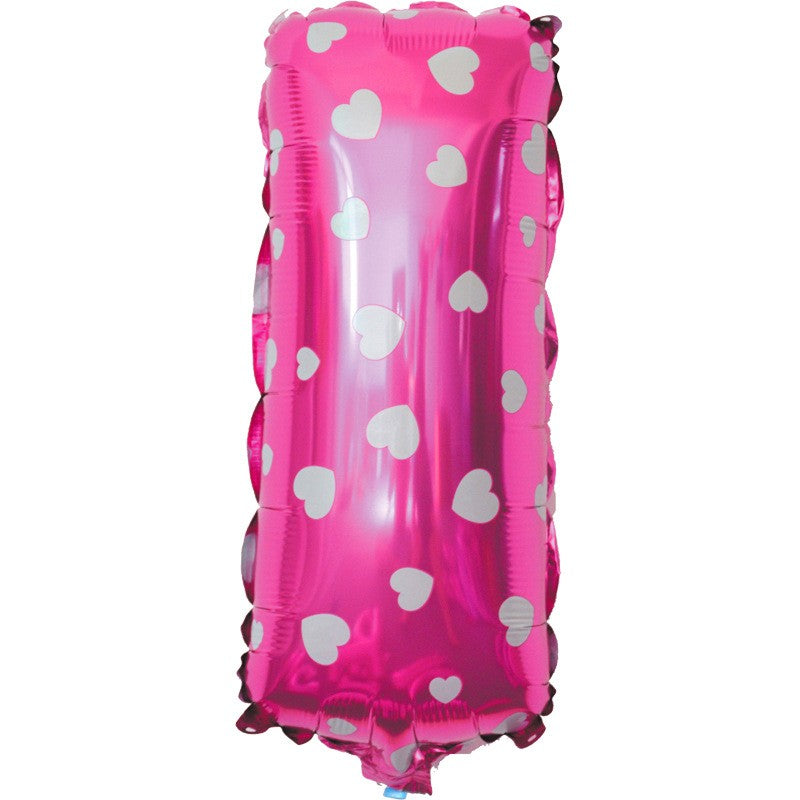 Balon Folie Metalizata Litera I, Flippy, 40 cm, Cu Imprimeu Inimioare, Umflati cu Heliu sau Aer, Ambalaj Individual,