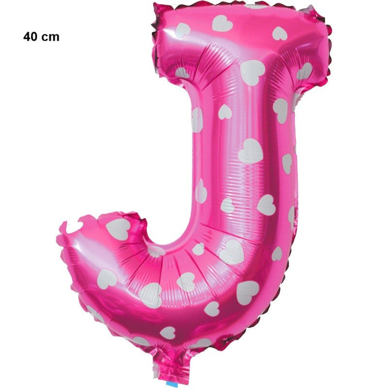 Balon Folie Metalizata Litera J, Flippy, 40 cm, Cu Imprimeu Inimioare, Umflati cu Heliu sau Aer, Ambalaj Individual,